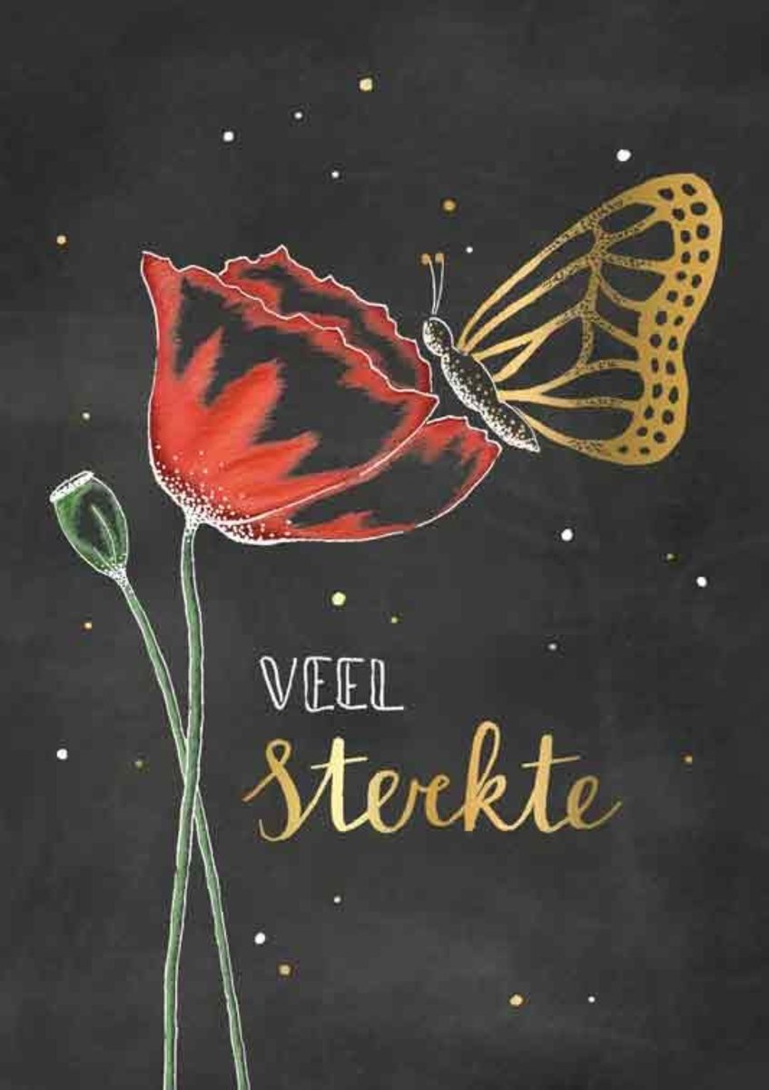 Luxe Wenskaart Sterkte - Wenskaarten - Sterktekaart - Veel Sterkte - Serie Sketch'd - Artige - Kaart - 1 Stuks - In Folie - Gratis Verzonden - Hoge Afnamekortingen - 12x17cm