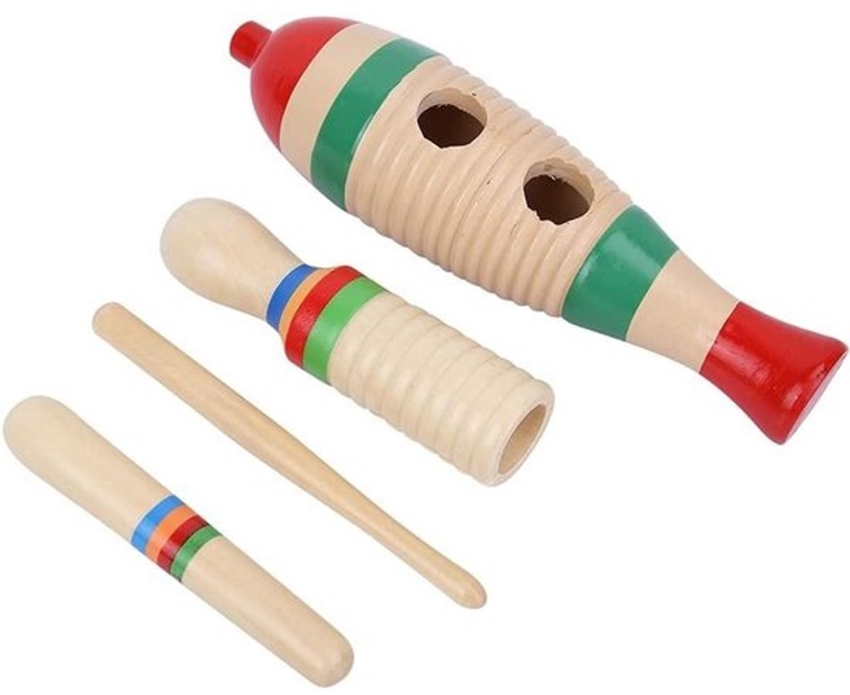 Houten Percussie - Muziek Speelgoed - Muziek Ontwikkeling - Twee Soorten Geluid - 2 Stuks - Houtkleur