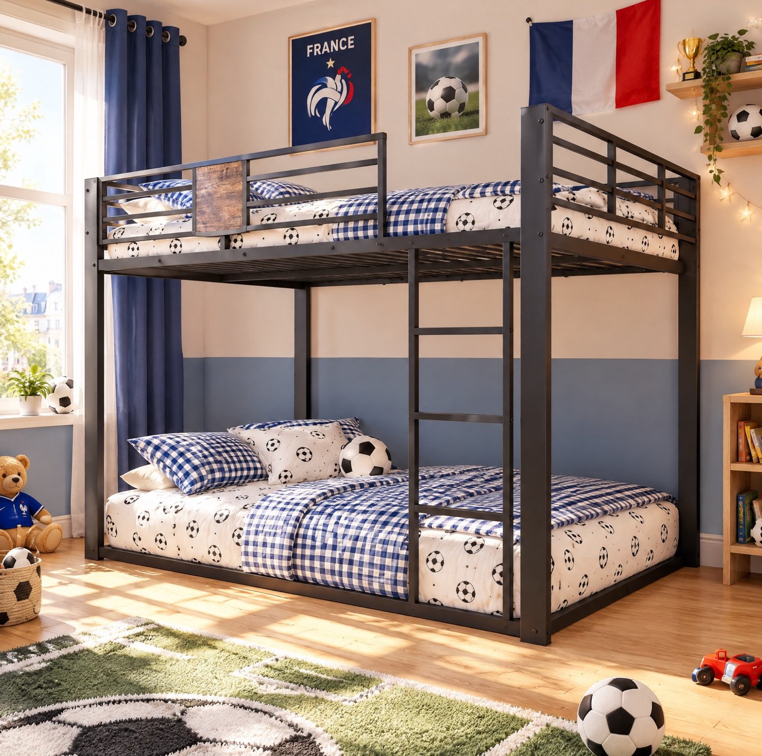 MODFU Stapelbed - Ladder Links Of Rechts - Uitvalbeveiliging - Metaal - Zwart - 140 X 200 Cm