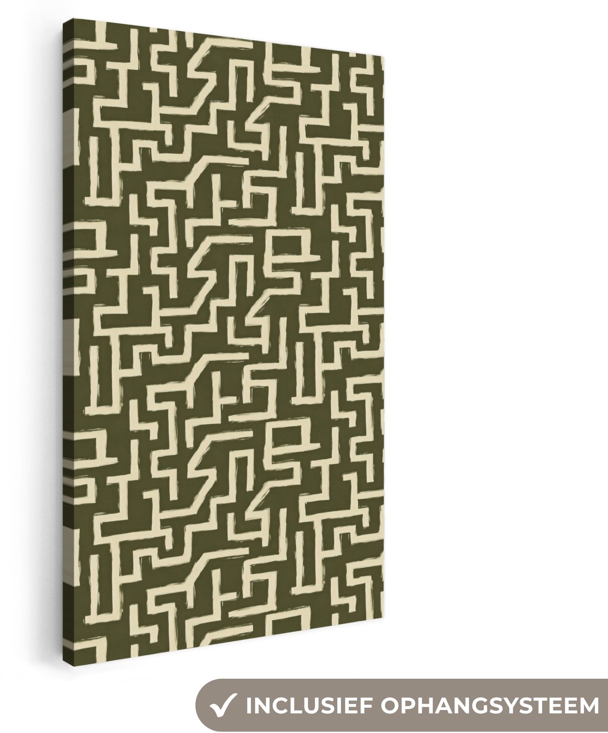 Canvas schilderij 20x40 cm - Exclusieve wanddecoratie Abstract - Lijnen - Groen - Muurdecoratie woonkamer - Slaapkamer decoratie - Kamer accessoires - Schilderijen op canvas