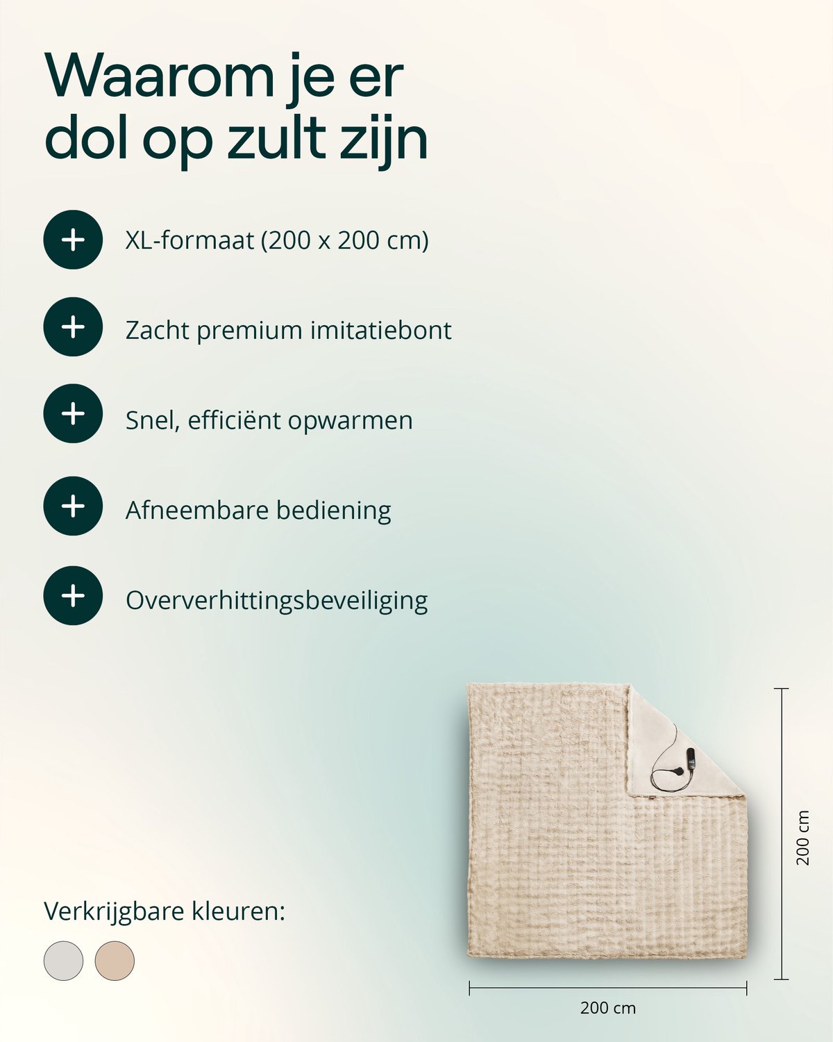 Duux Yentl Bubble Elektrisch Warmtedeken 200x200 cm – 9 standen – Beige – foto 8
