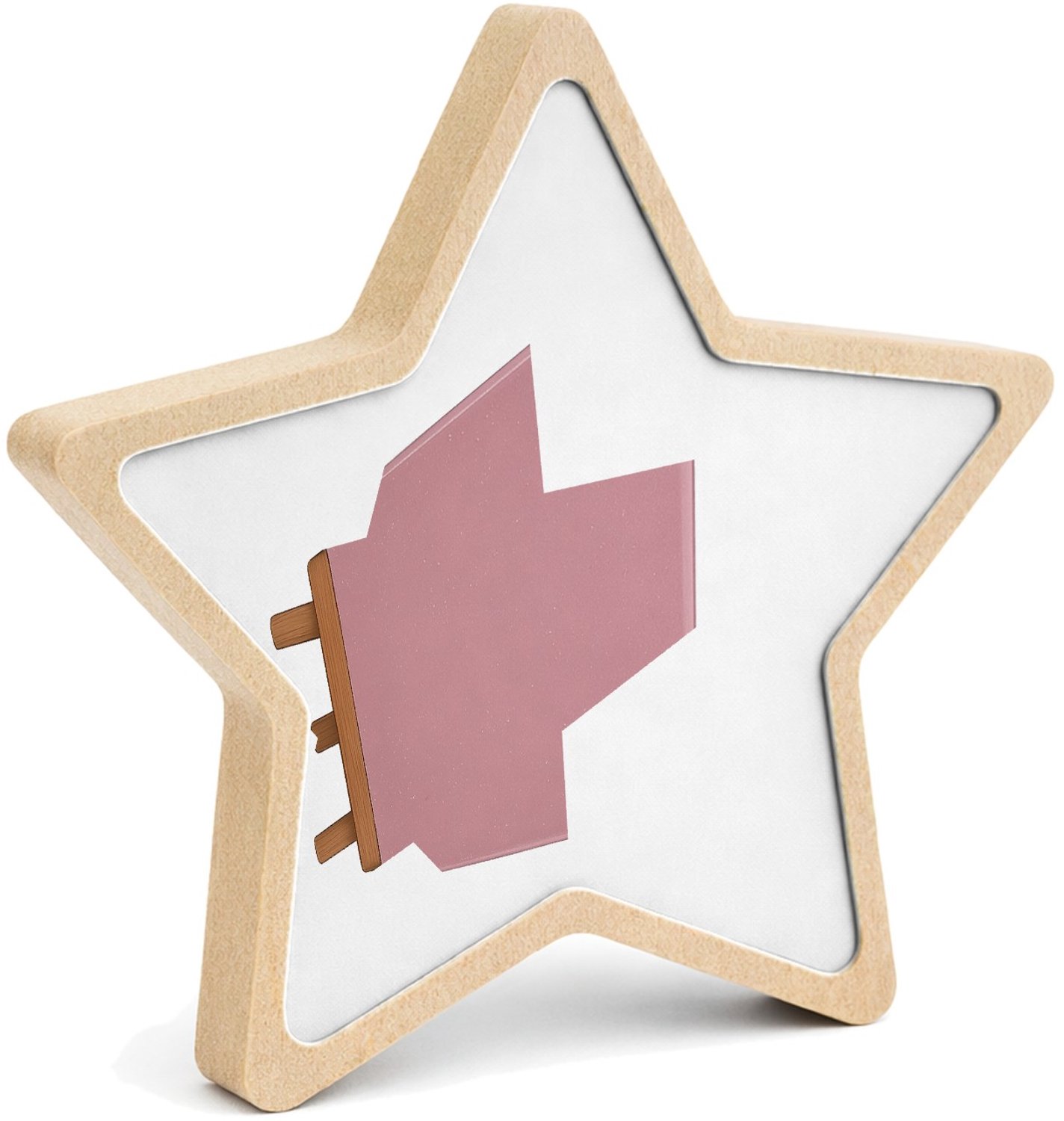 Mr Cadeautjes MDF fotolijst ster 14 x 13,5 - design Een compacte affirmatie op een kleine posterachtige tegel me | cadeau Wit