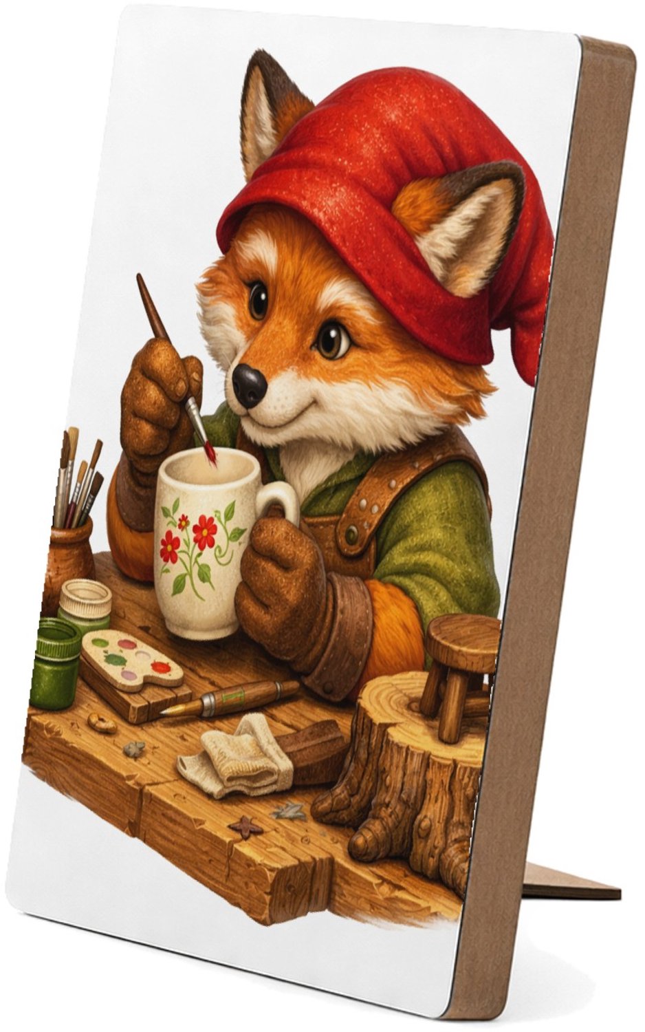 Mr Cadeautjes Glasframe/MDF 12,7 x 17,8 - design Een fantasierijk personage dat geconcentreerd een object maa | cadeau Wit