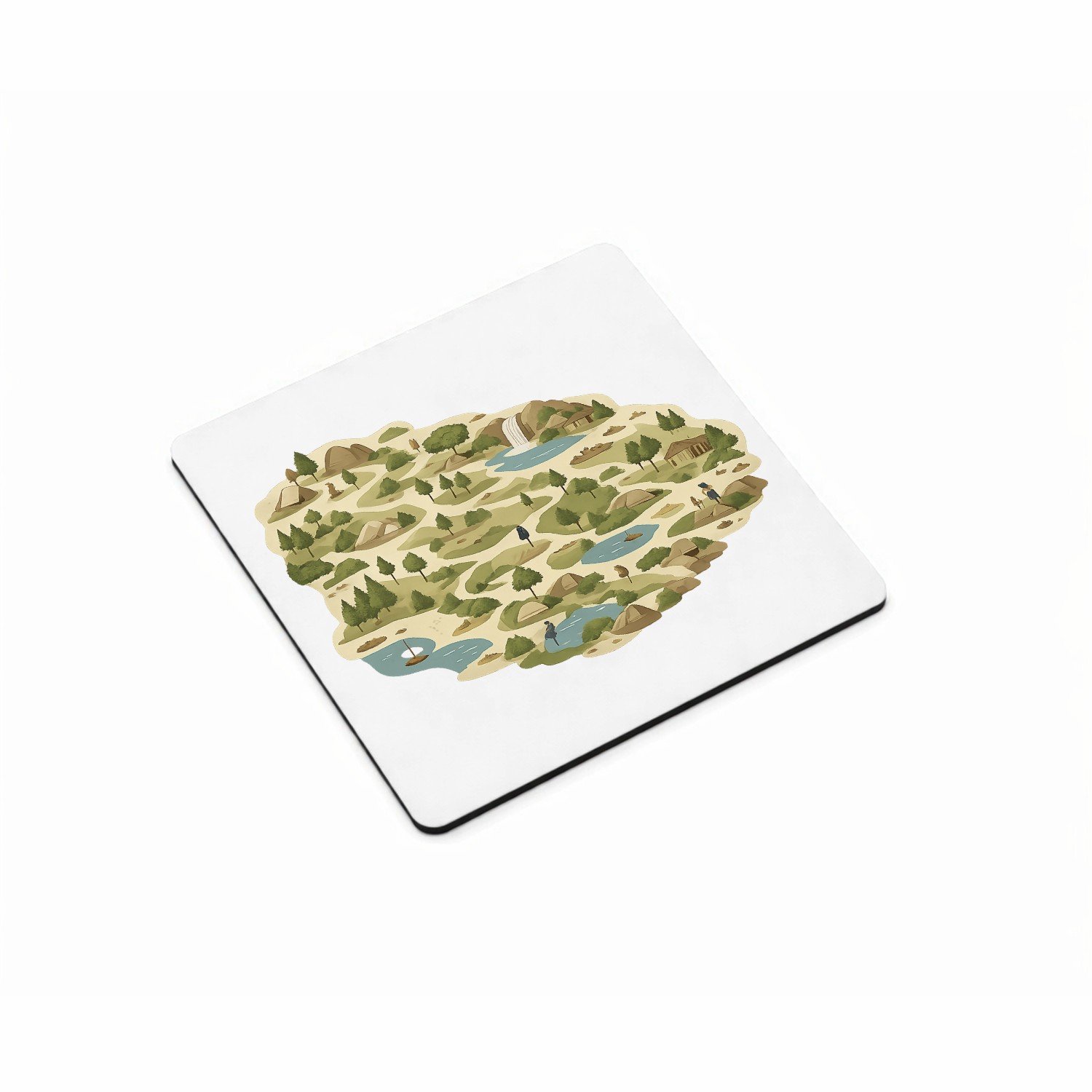 Mr Cadeautjes MDF magnetische fotolijst vierkant 9,5 - design Een rustige stadsplattegrond als decoratieve print met mini| cadeau Wit