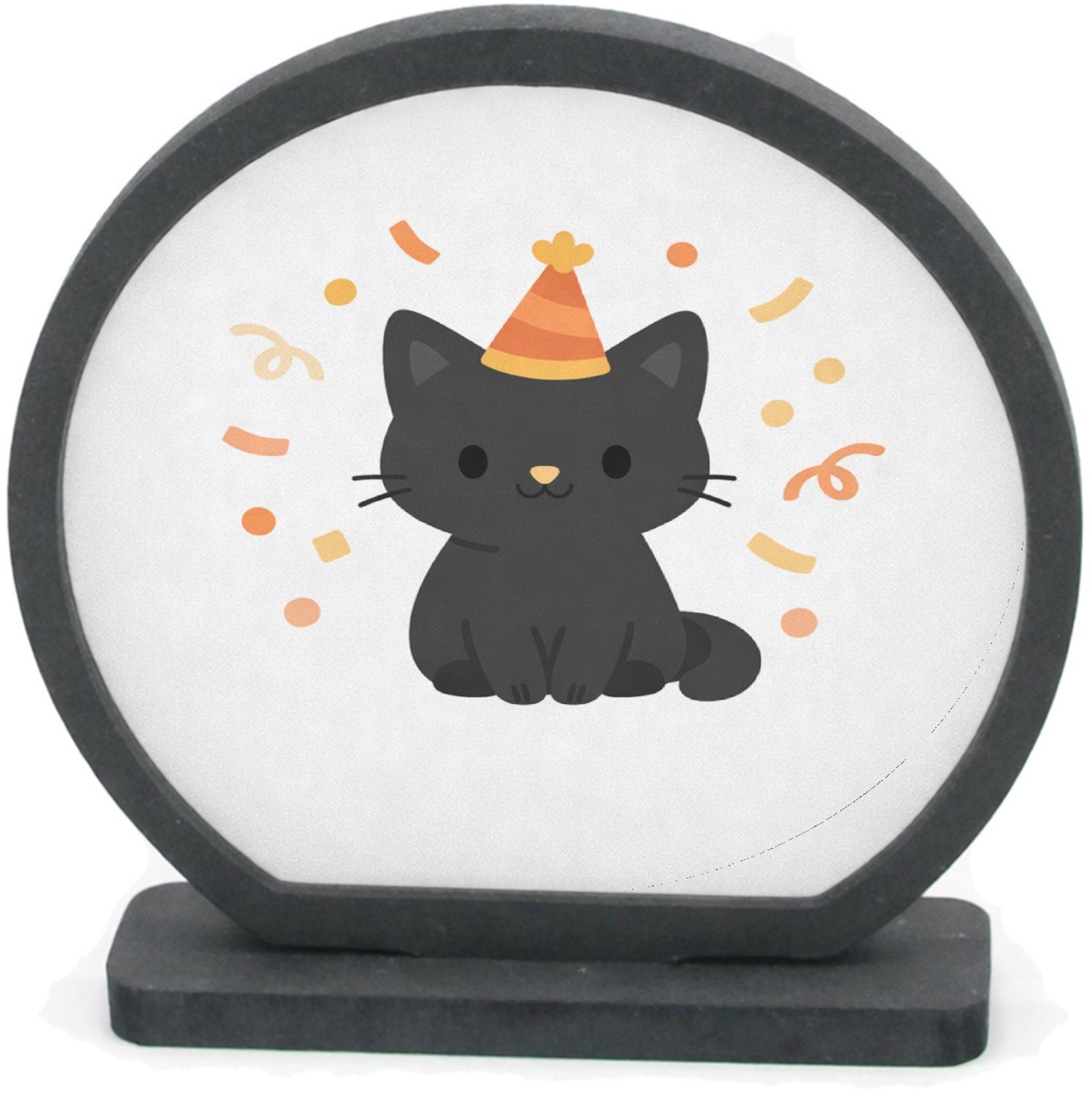 Mr Cadeautjes Houten fotolijst rond met MDF inleg - design Een rustige felicitatiekaart met een konijn op een zachte ac | cadeau Wit