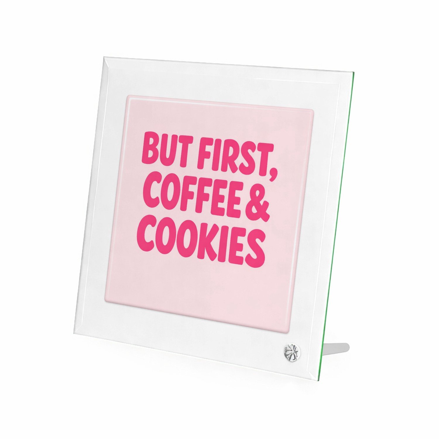 Mr Cadeautjes Glasframe 20 x 20 - design Compacte typografische print met een speels keuken- of koffi | cadeau Wit