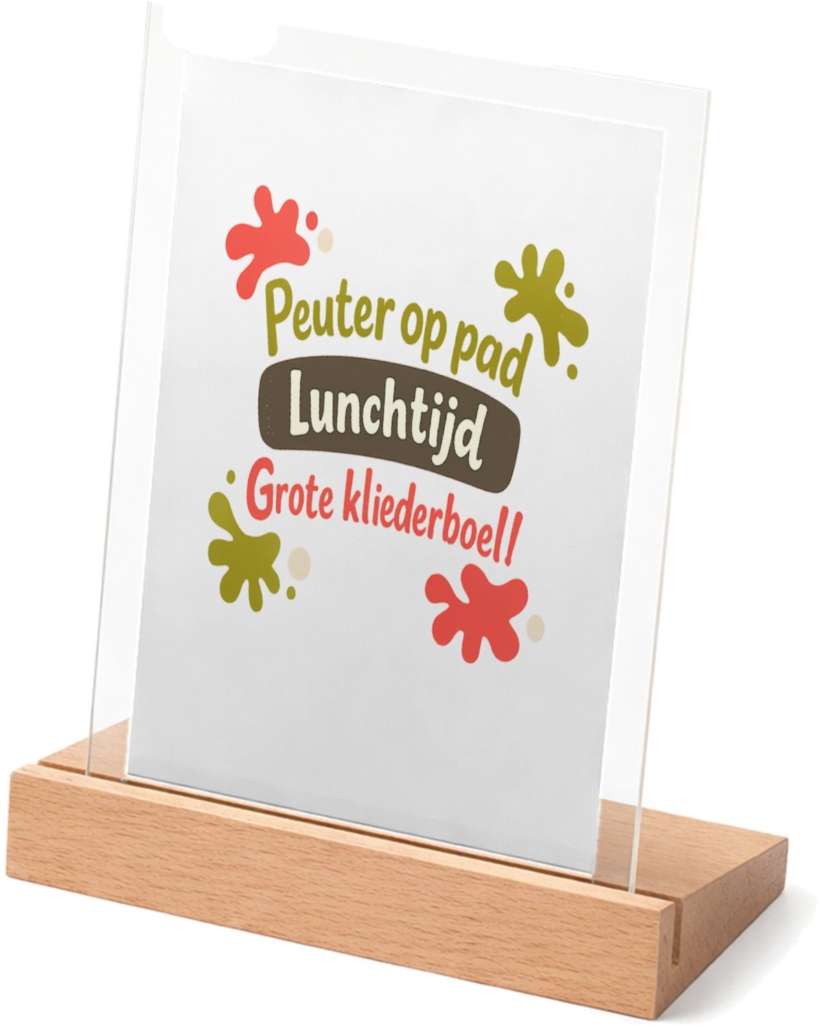 Mr Cadeautjes Glasframe met vaste tekst - design Een speelse typografische print met kliederaccenten rondom e | cadeau Wit