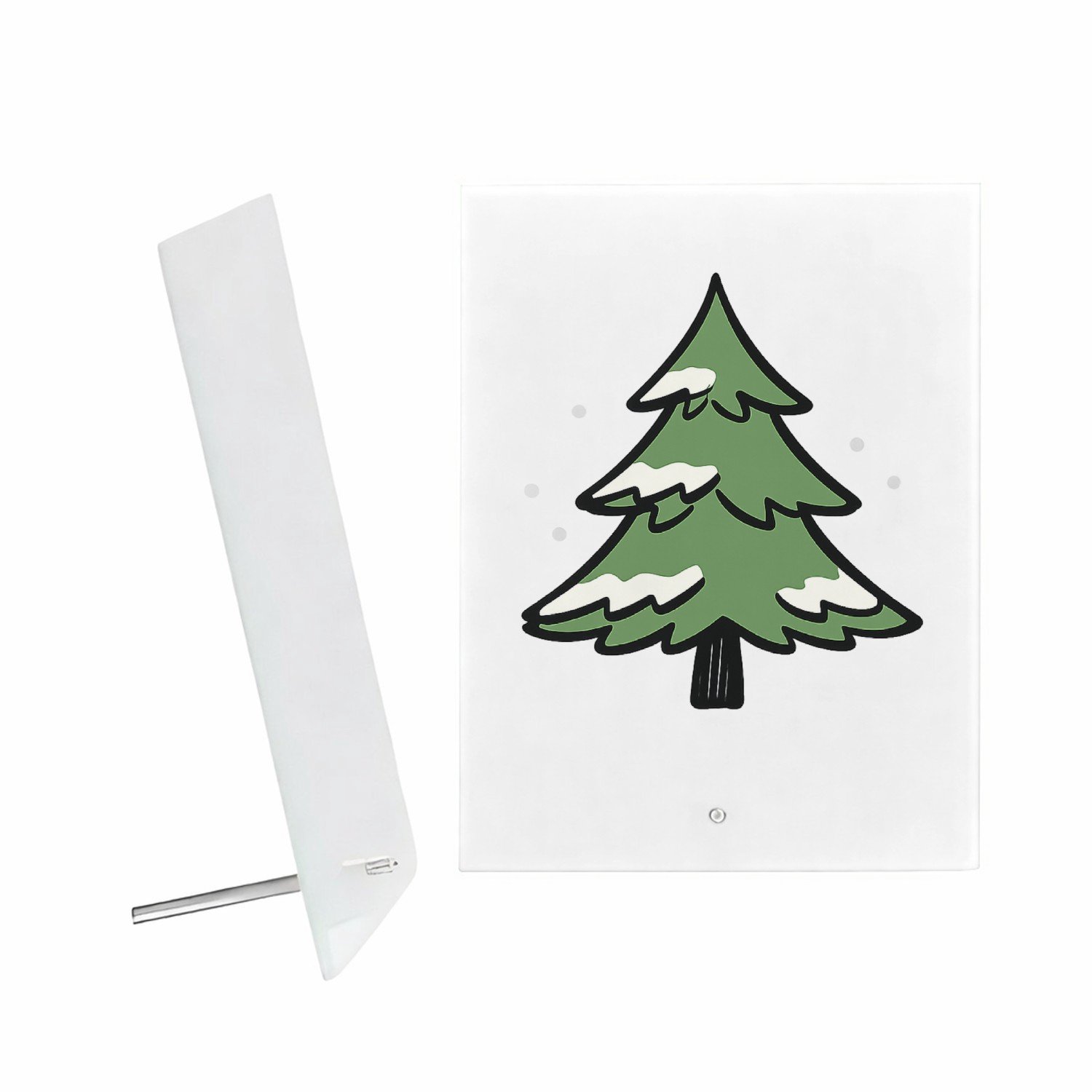 Mr Cadeautjes Glazen fotopaneel Een speelse winterboom opgebouwd uit losse penseelstreken en - 15 x 20 cm, staand - glas, decoratie, wanddecoratie | cadeau Wit