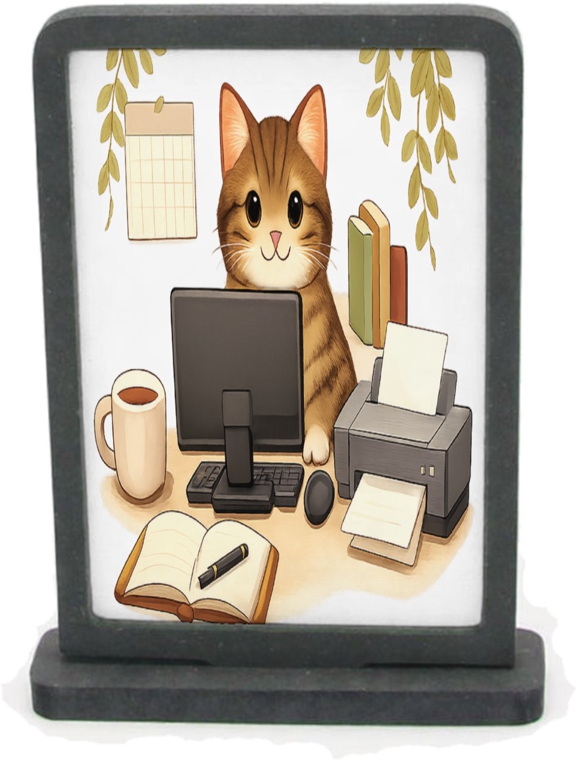 Mr Cadeautjes Houten fotolijst rechthoek met MDF inleg - design Een hond als ‘supportmedewerker’ aan een receptiebalie met e | cadeau Wit