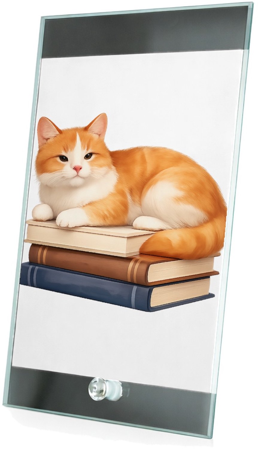 Mr Cadeautjes Glasframe 15 x 23 - design Een ontspannen dier op een hobby-object met een korte, kalme | cadeau Wit