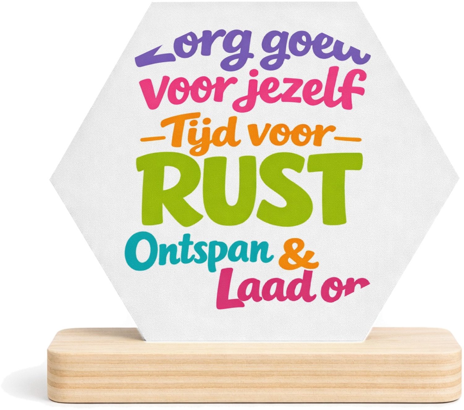 Mr Cadeautjes MDF fotolijst/inleg hexagon 14 x 13 - design Een opbeurende typografische compositie voor een dagelijkse | cadeau Wit