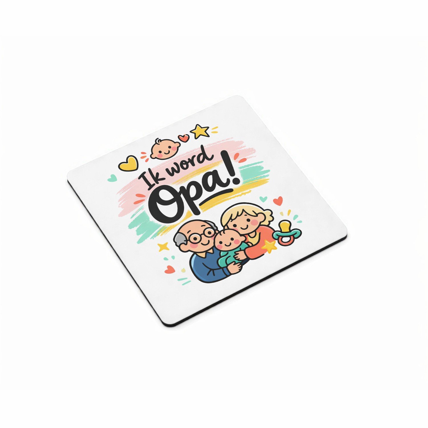 Mr Cadeautjes MDF magnetische fotolijst vierkant 9,5 - design Een liefdevolle familiebekendmaking met dezelfde zachte past | cadeau Wit