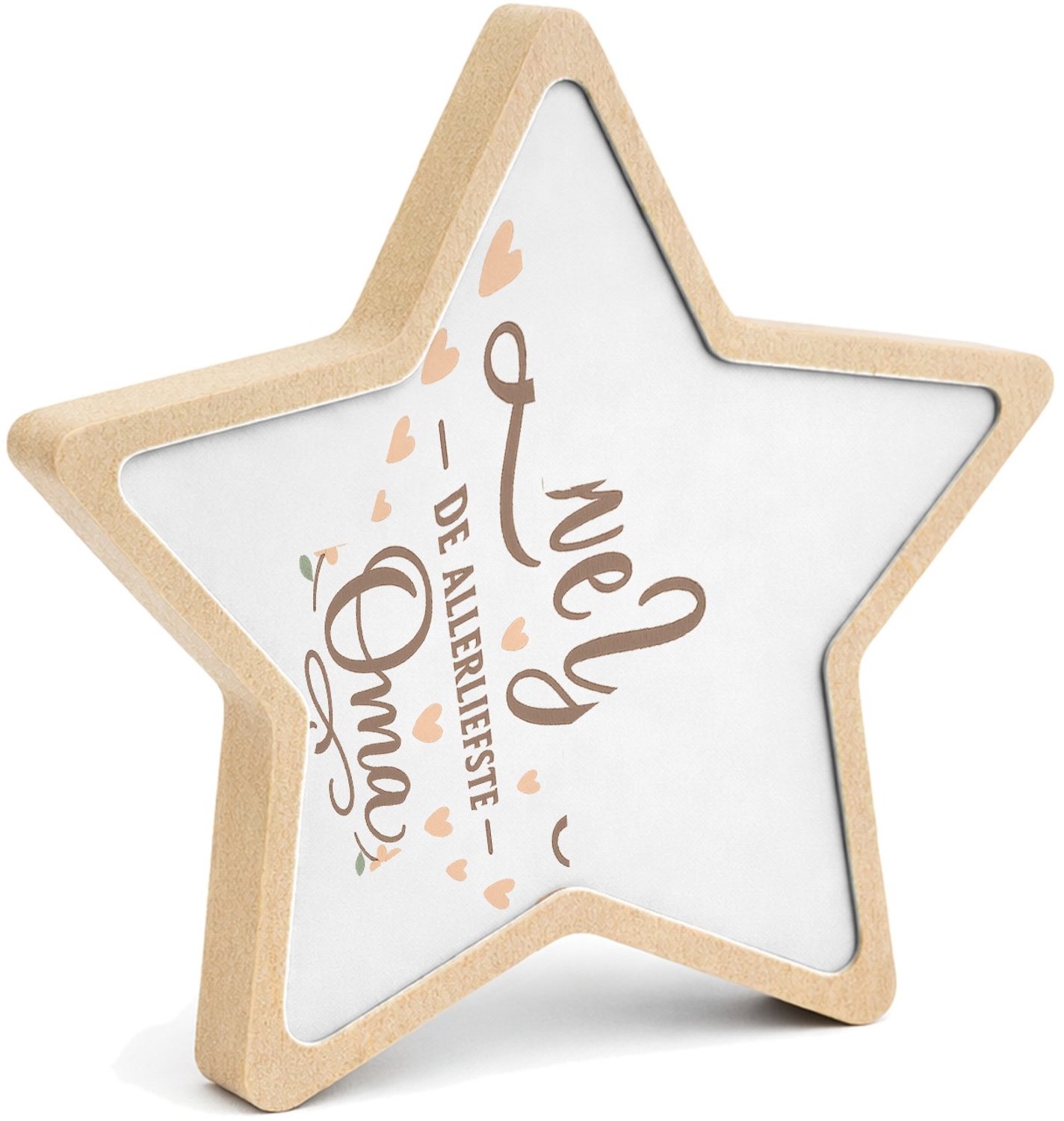 Mr Cadeautjes MDF fotolijst ster 14 x 13,5 - design Een liefdevolle familieboodschap met zachte bloemaccenten en | cadeau Wit
