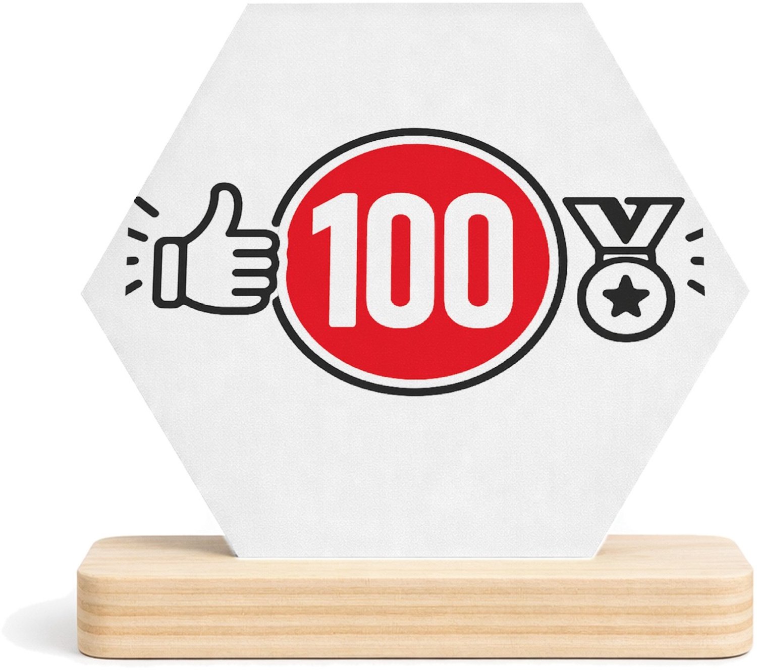 Mr Cadeautjes MDF fotolijst/inleg hexagon 14 x 13 - design Een sportieve complimentenprint met een centraal getal of sy | cadeau Wit