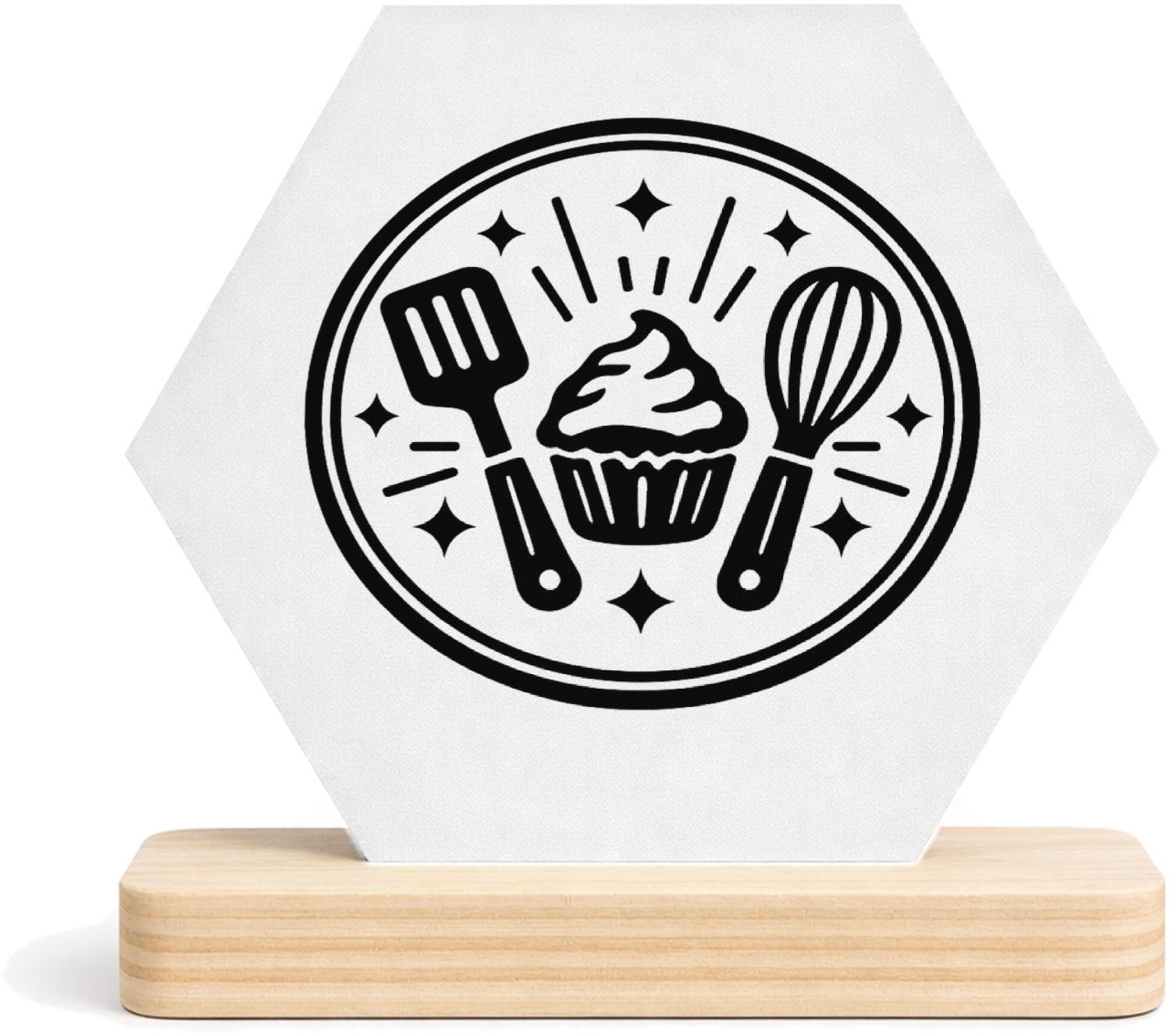 Mr Cadeautjes MDF fotolijst/inleg hexagon 14 x 13 - design Een krachtig keukenembleem met een persoonlijke rolnaam en e | cadeau Wit
