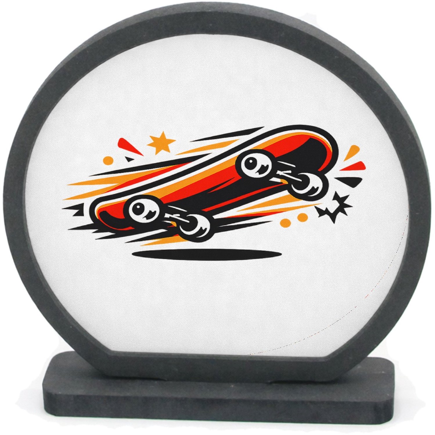 Mr Cadeautjes Houten fotolijst rond met MDF inleg - design Een compacte naamprint met een energiek icoon dat snelheid u | cadeau Wit