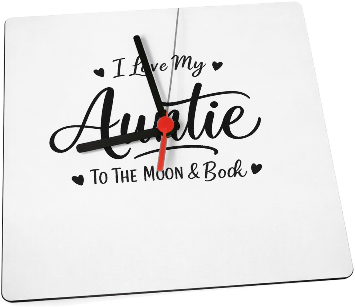 Mr Cadeautjes Klok 19 x 19 - design Een compacte typografische cadeauboodschap met een speelse h | cadeau Wit
