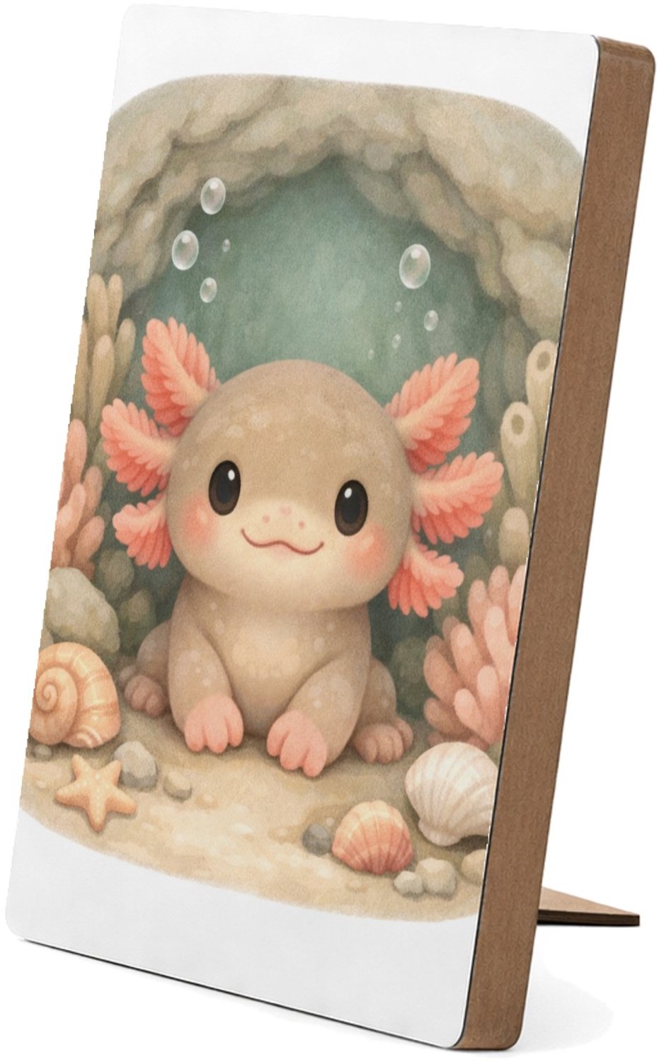 Mr Cadeautjes Glasframe/MDF 12,7 x 17,8 - design Een frontaal afgebeeld onderwaterdiertje in een zachte koraa | cadeau Wit