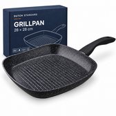 Grillpan Ø 28cm - Inductie - Anti-Aanbak - Alle Warmtebronnen - PTFE en PFAS vrij