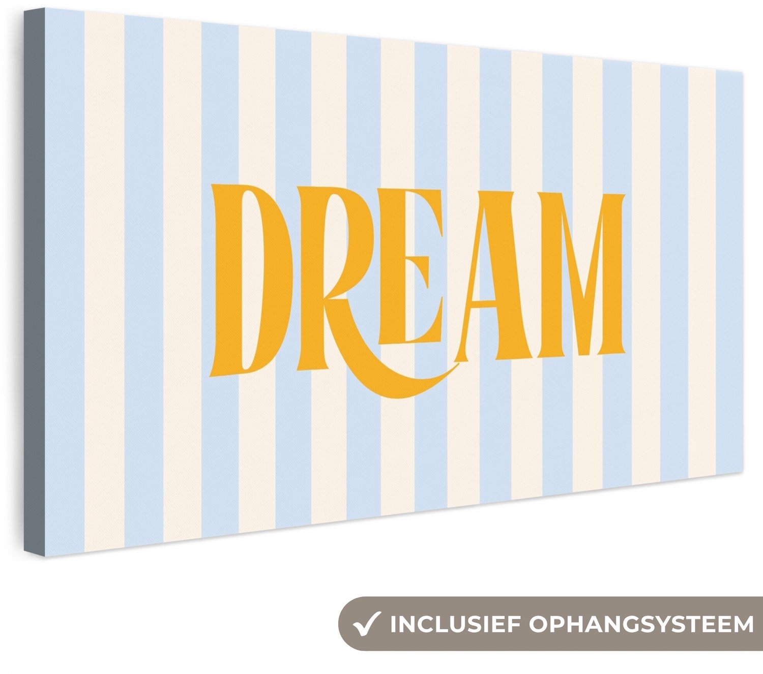 Canvas schilderij 80x40 cm - Exclusieve wanddecoratie Oranje - Blauw - Strepen - Dream - Muurdecoratie woonkamer - Slaapkamer decoratie - Kamer accessoires - Schilderijen op canvas
