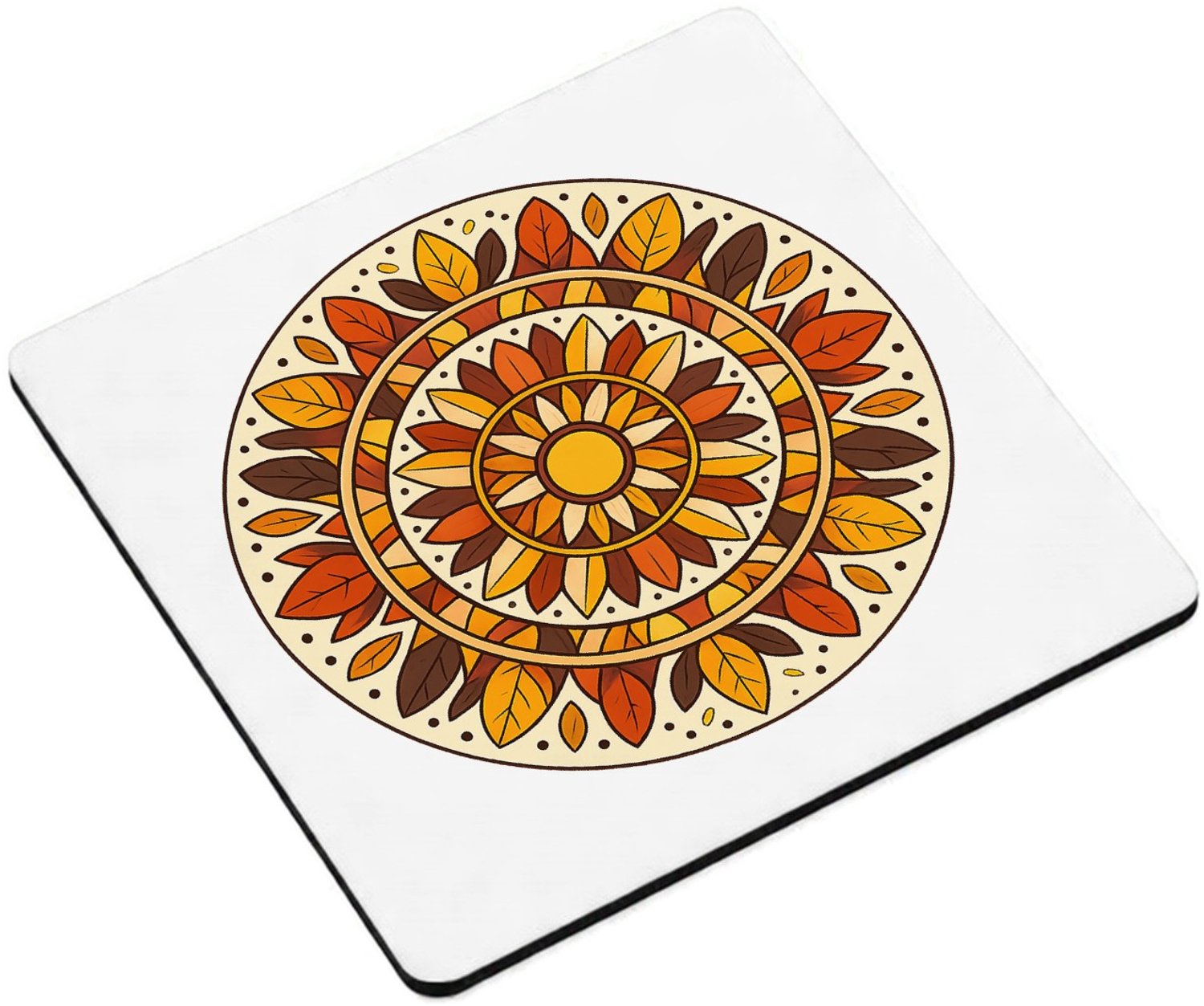 Mr Cadeautjes MDF magnetische fotolijst vierkant 9,5 - design Ronde zonnewaaier met botanische rust | cadeau Wit