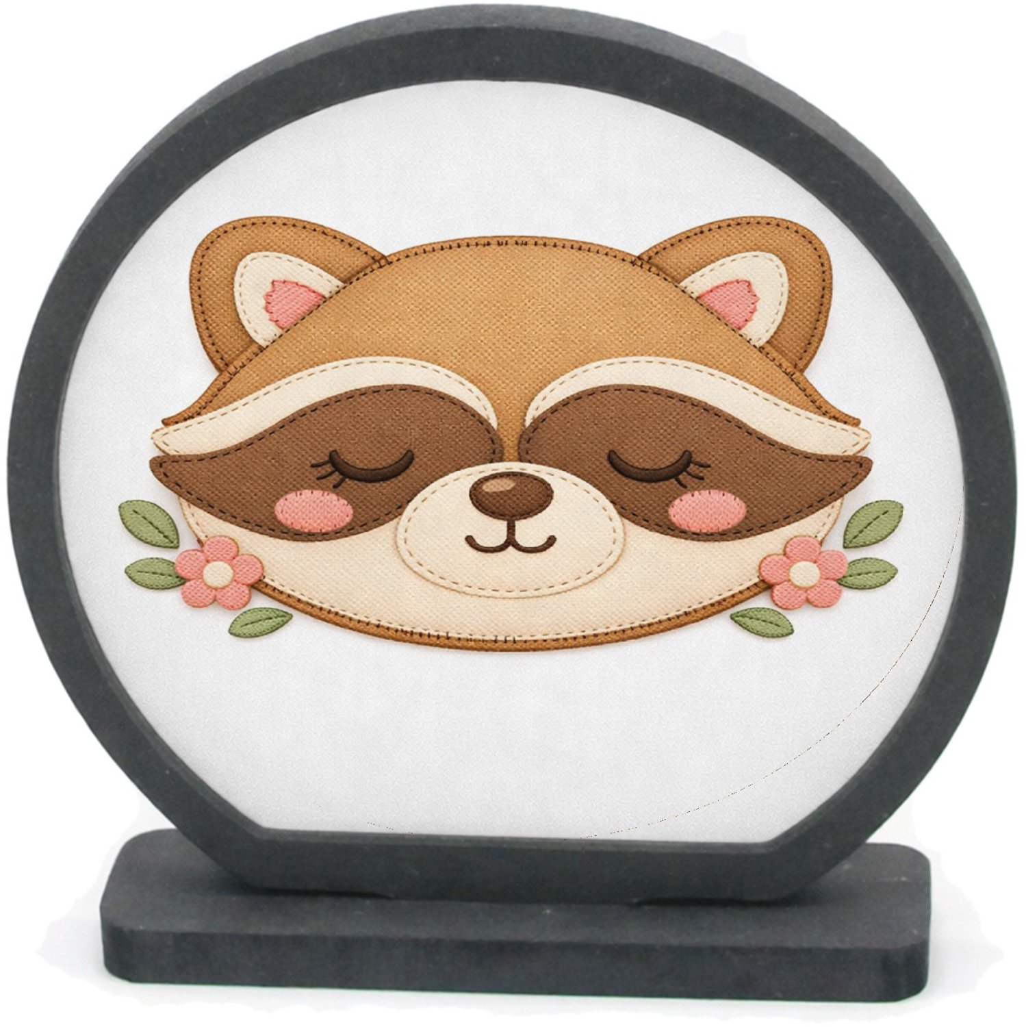 Mr Cadeautjes Houten fotolijst rond met MDF inleg - design Rond slaapvriendje met bosdier | cadeau Wit