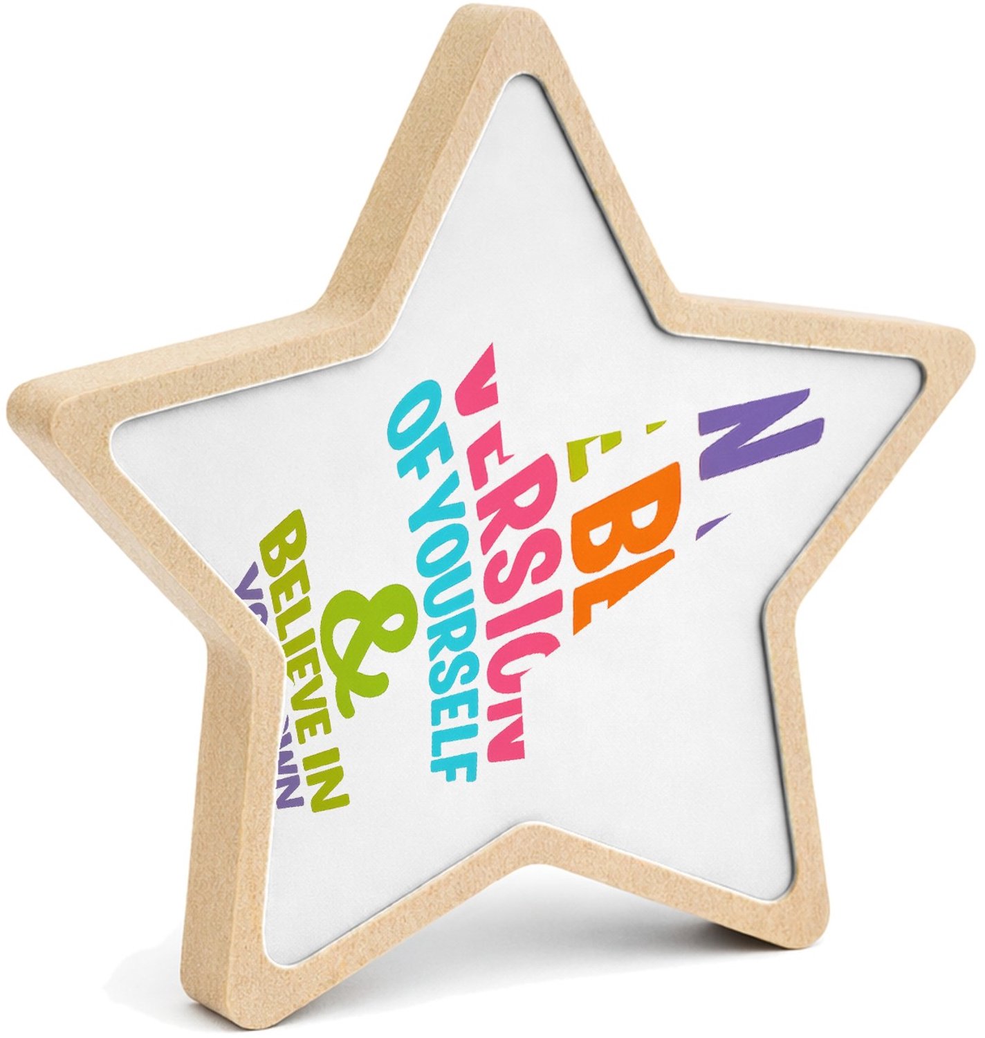 Mr Cadeautjes MDF fotolijst ster 14 x 13,5 - design Een vrolijke zelfaffirmatieposter met een andere focus op gr | cadeau Wit