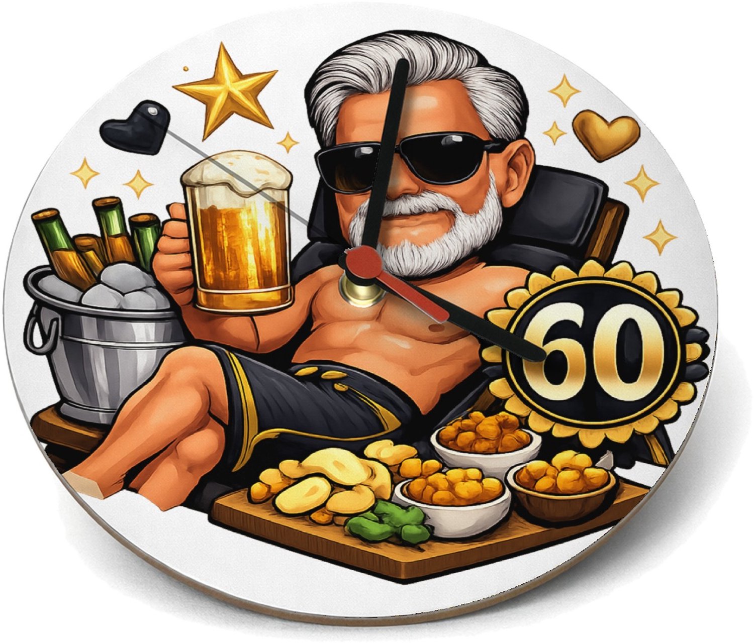 Mr Cadeautjes Klok rond Ø 19 - design Jubileum-cocktail in loungestijl | cadeau Wit