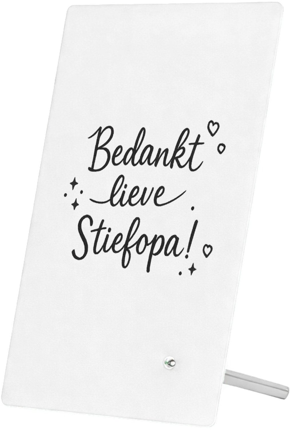 Mr Cadeautjes Glasframe 11 x 16 - design Persoonlijk bedankje voor een stiefopa in speelse, sobere ty | cadeau Wit