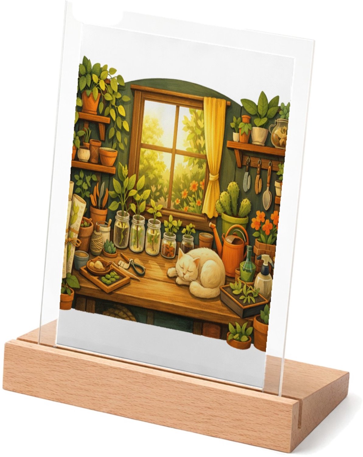 Mr Cadeautjes Glasframe met vaste tekst - design Een werkplek voor een creatief plantenliefhebber met bureau| cadeau Wit