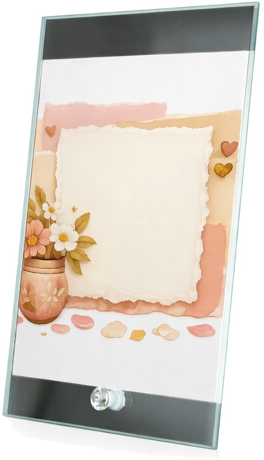 Mr Cadeautjes Glasframe 15 x 23 - design Een zachte, luxe collage met een positieve affirmatie in het | cadeau Wit