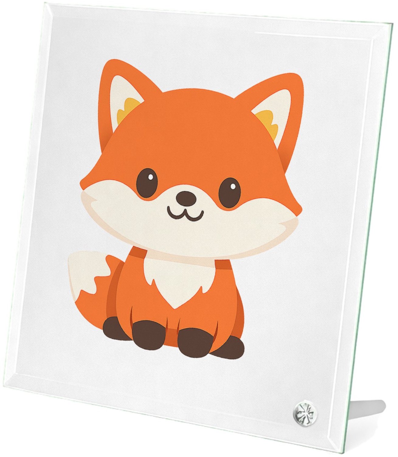Mr Cadeautjes Glasframe 20 x 20 - design Een vriendelijke vos met een grote kop en een gestileerd lic | cadeau Wit