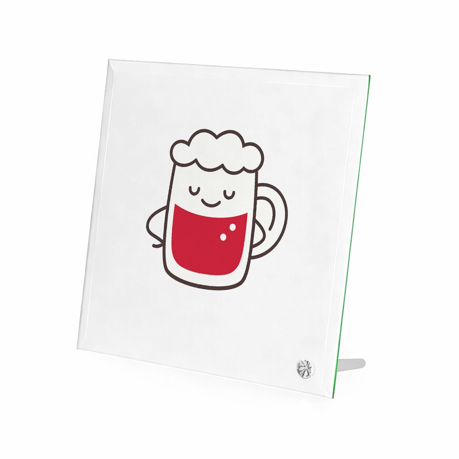 Mr Cadeautjes Glasframe 20 x 20 - design Een vrolijk biertje in een strak lijnontwerp met een ontspan | cadeau Wit
