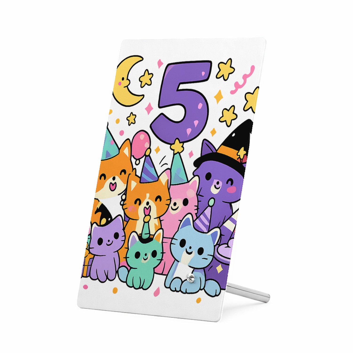 Mr Cadeautjes Glasframe 11 x 16 - design Magische verjaardagsprint met een groep dieren in een fantas | cadeau Wit