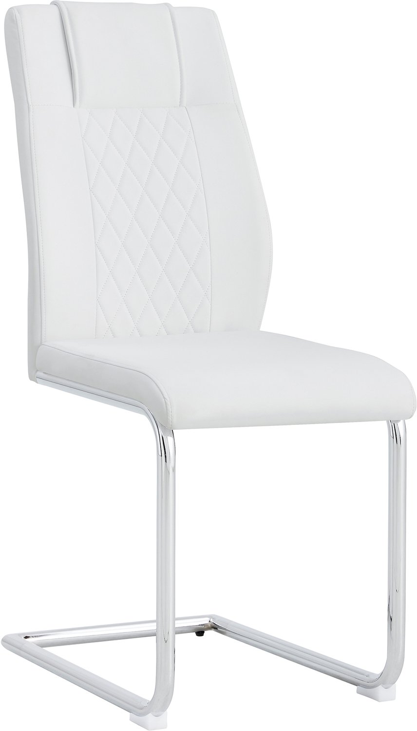 MUVANO Witte kunstleren eetkamerstoelen set van 4 - Ergonomische rugleuning - Zilverkleurige metalen poten - Antislipvoetjes - Scandinavische eetkamer