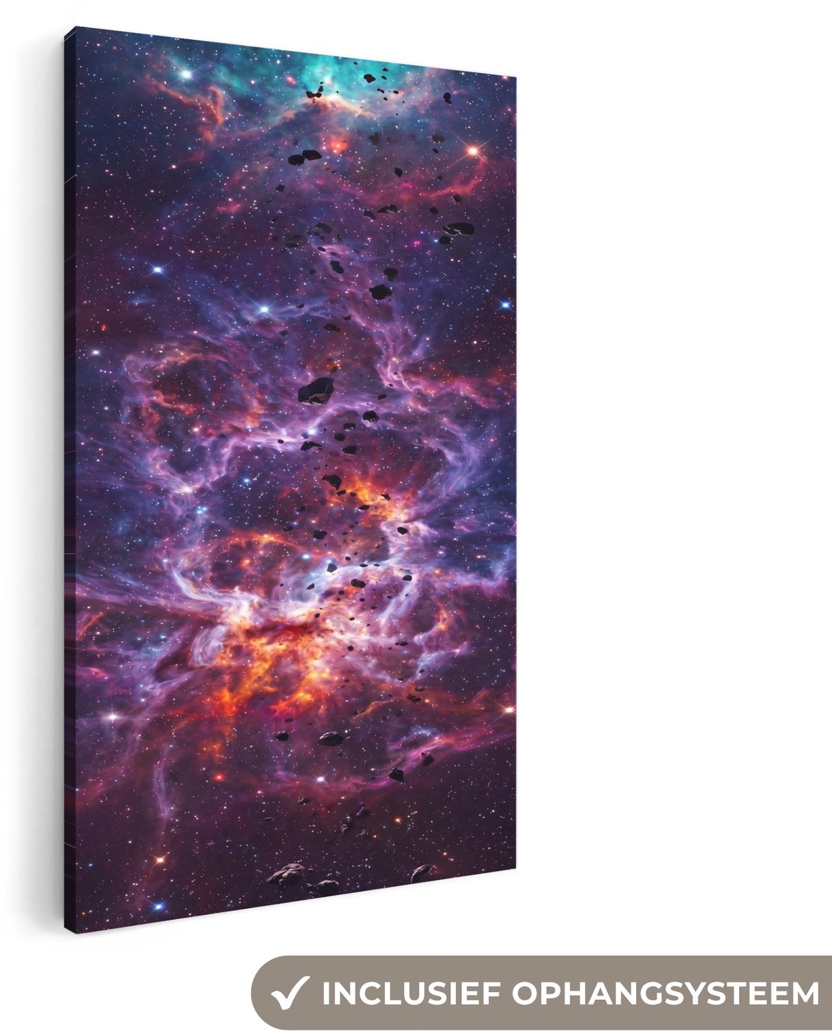 Canvas schilderij 80x160 cm - Exclusieve wanddecoratie Space - Stars - Abstract - Colorful - Muurdecoratie woonkamer - Slaapkamer decoratie - Kamer accessoires - Schilderijen op canvas groot XXL