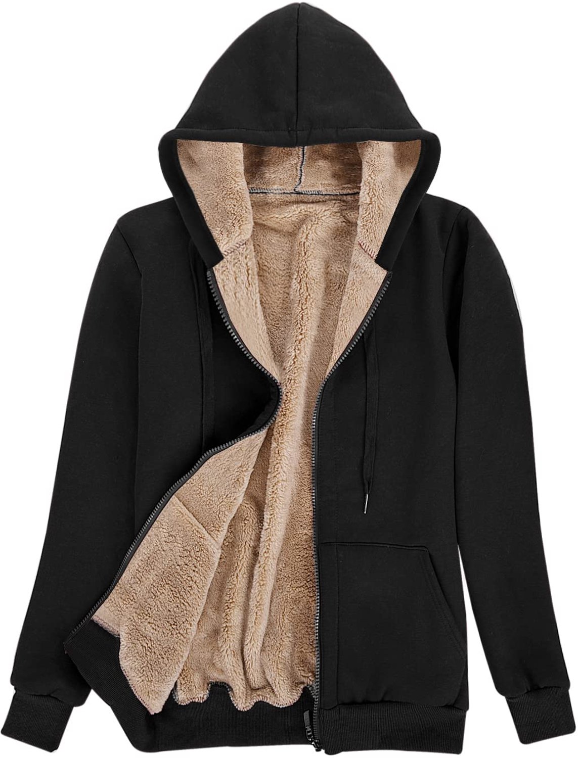 Famanu – Dames sweatshirt met capuchon en fleecevoering pluche hoodie met ritssluiting en zakken warm en dik voor de winter perfect voor casual en sportieve gelegenheden en een stijlvolle uitstraling Wit