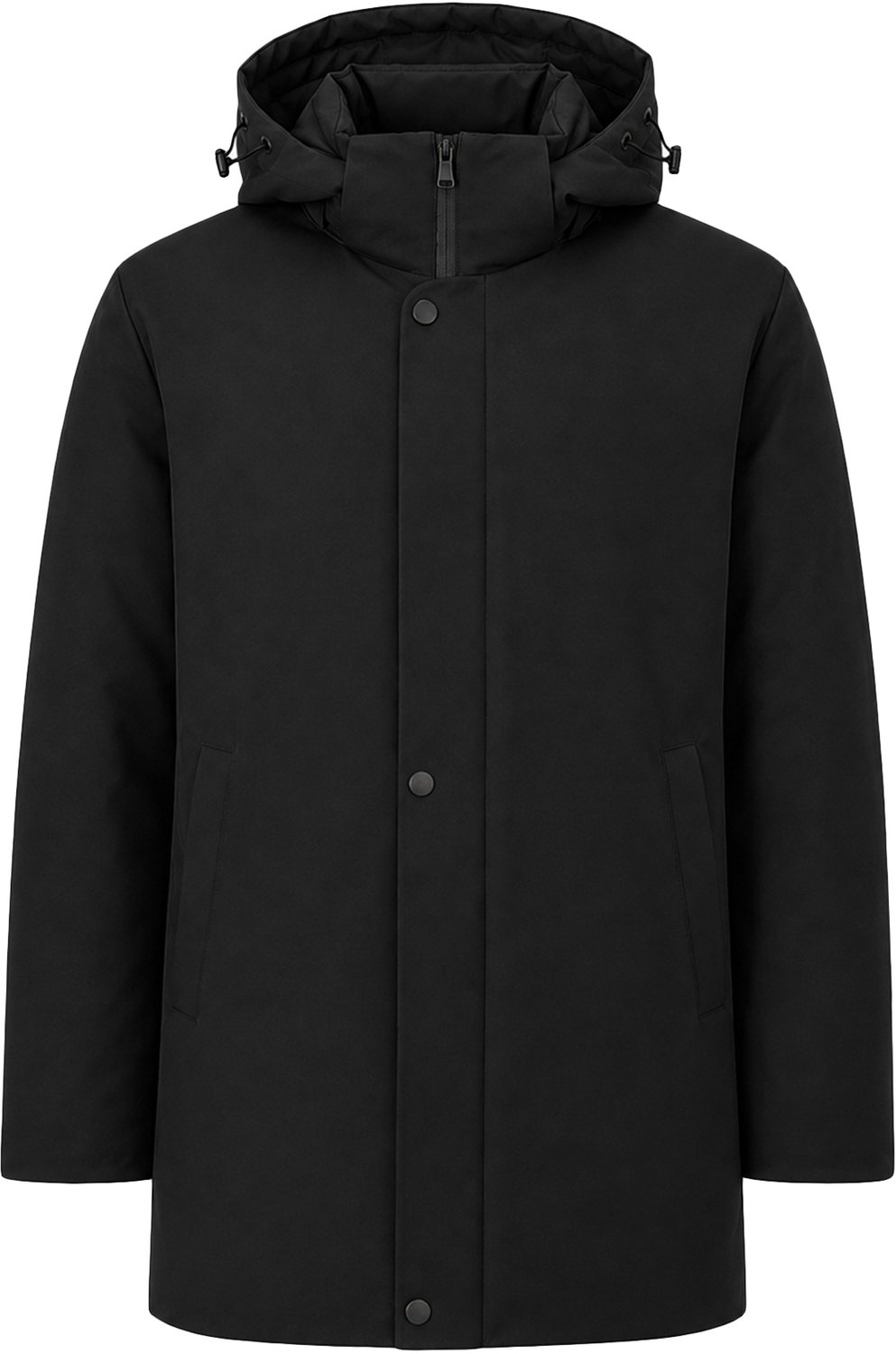 ALLTHEMEN Heren Gewatteerde Jas Heuplengte met Capuchon Winddicht Waterafstotend 2XL Zwart