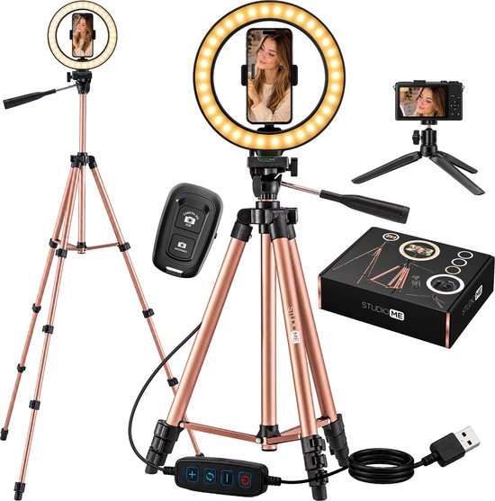 Studio ME Ringlamp met Statief - 10 inch / 26 cm