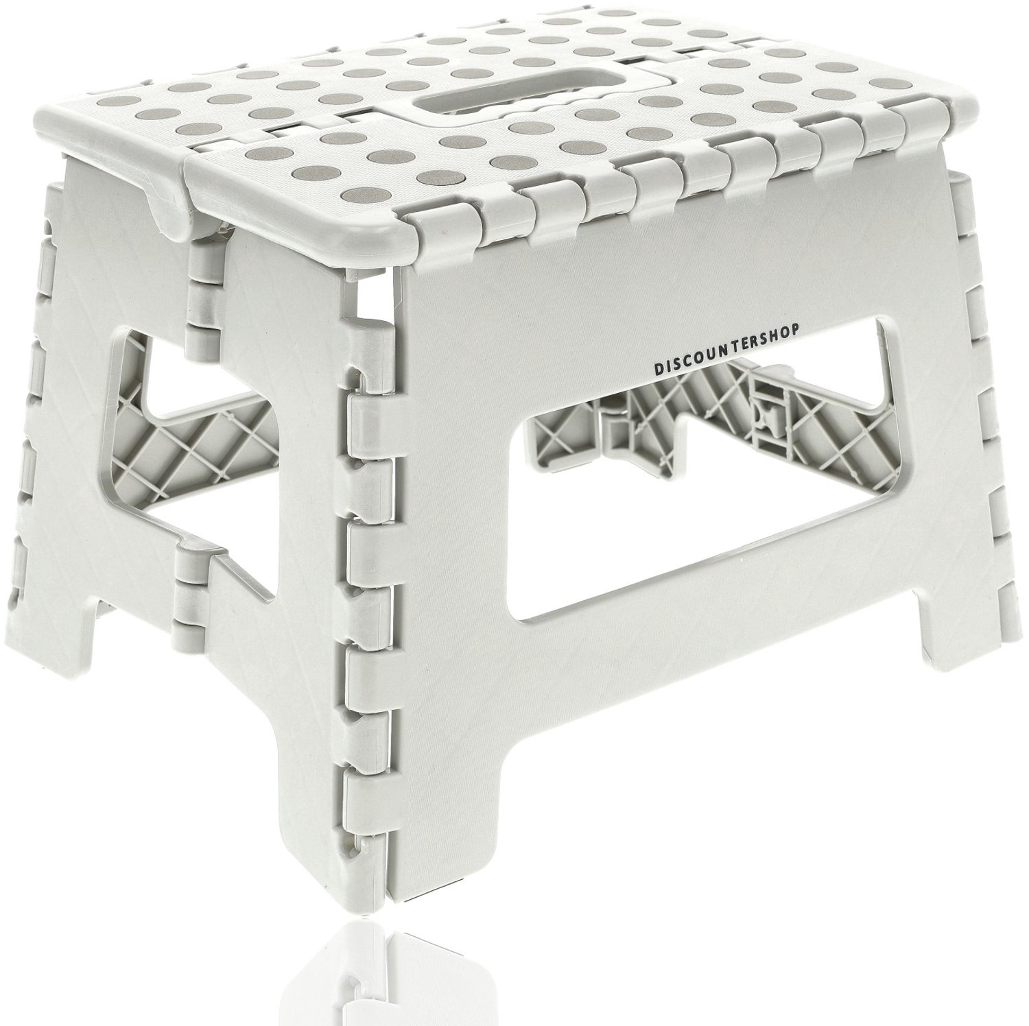 Opstapje Inklapbaar – Opvouwbaar Krukje – Opstapkrukje – Keukentrapje – Antislip Opstapkruk – 32 x 25 x 22 cm – Max. 150 kg – Grijs