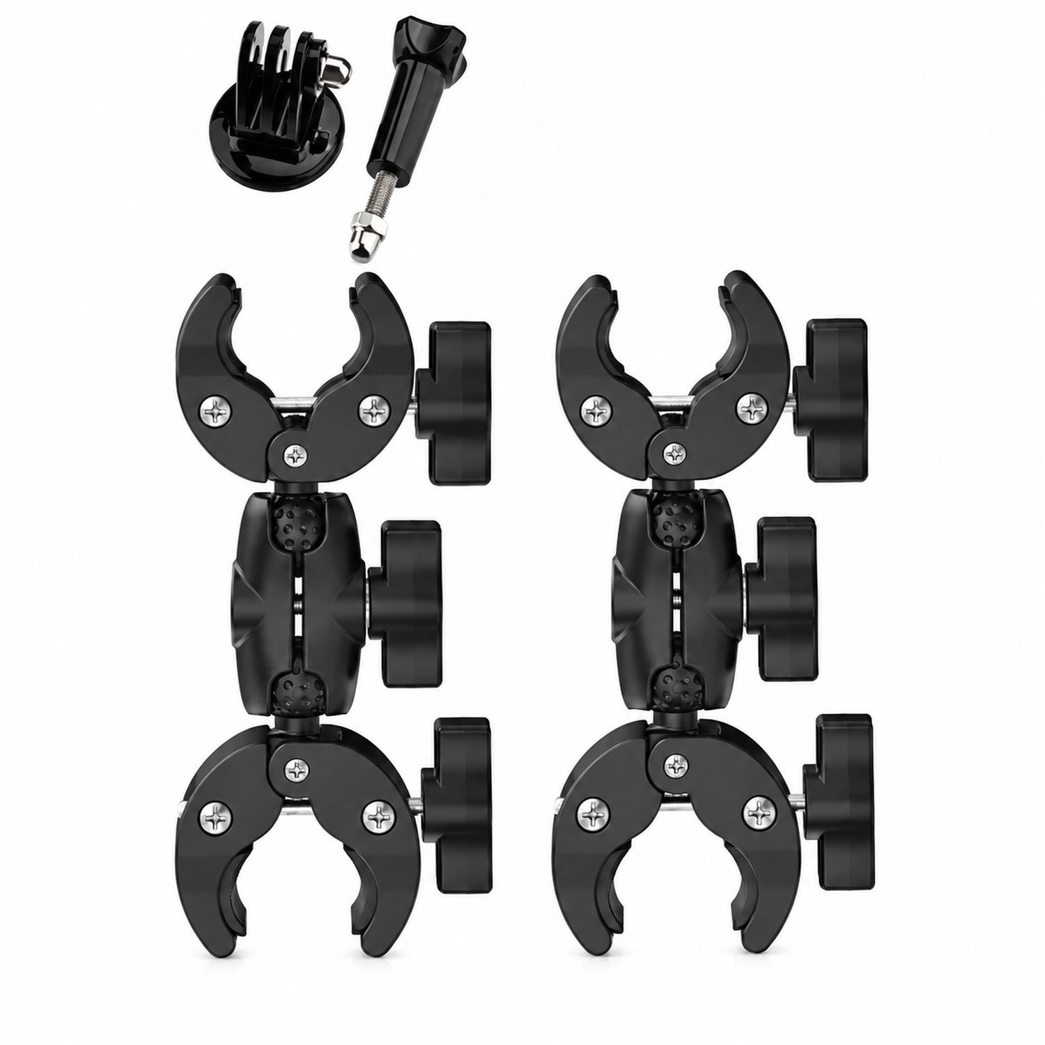 Mobiele telefoonhouder voor motorfietsen met dubbele klemmen, 6 inch × 2 en adapter