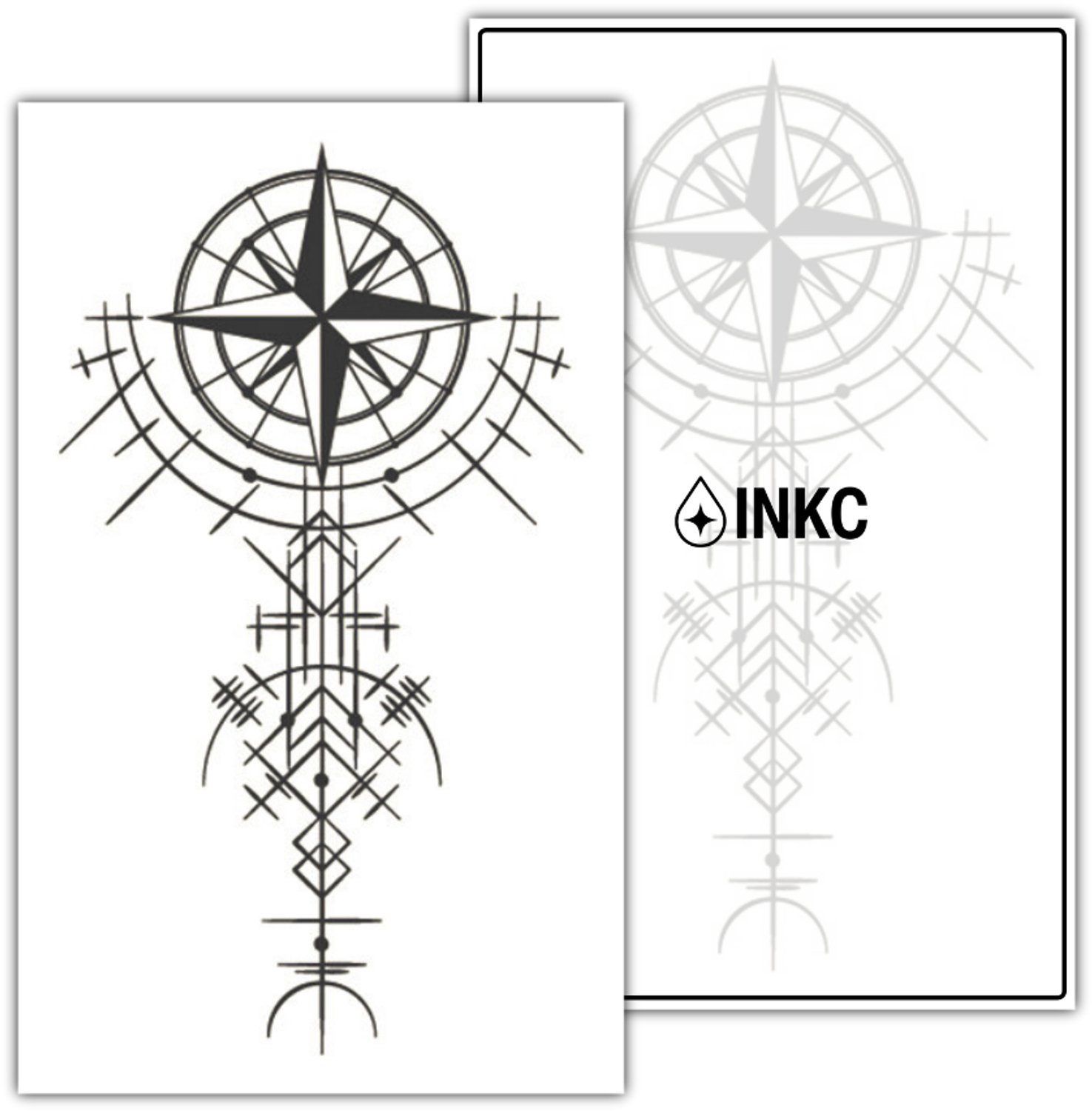 INKC - Tijdelijke Tattoo - Kompas - Nep Tattoo - Plak Tattoos - Blijft tot 2 weken - 11 x 18cm