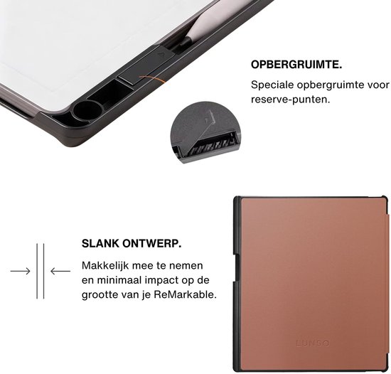 Lunso ReMarkable Paper Pure book folio cover PU leer hoes - Bruin — afbeelding 3