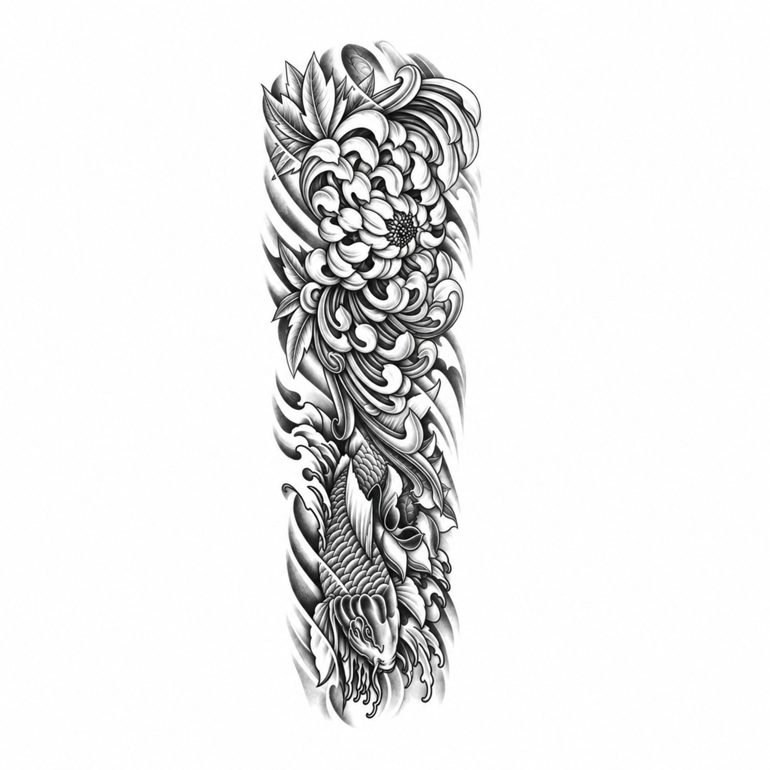 INKC - Tijdelijke Tattoo - Bloemen en Vogel Sleeve - Nep Tattoo - Plak Tattoos - Blijft tot 2 weken - 16 x 47cm
