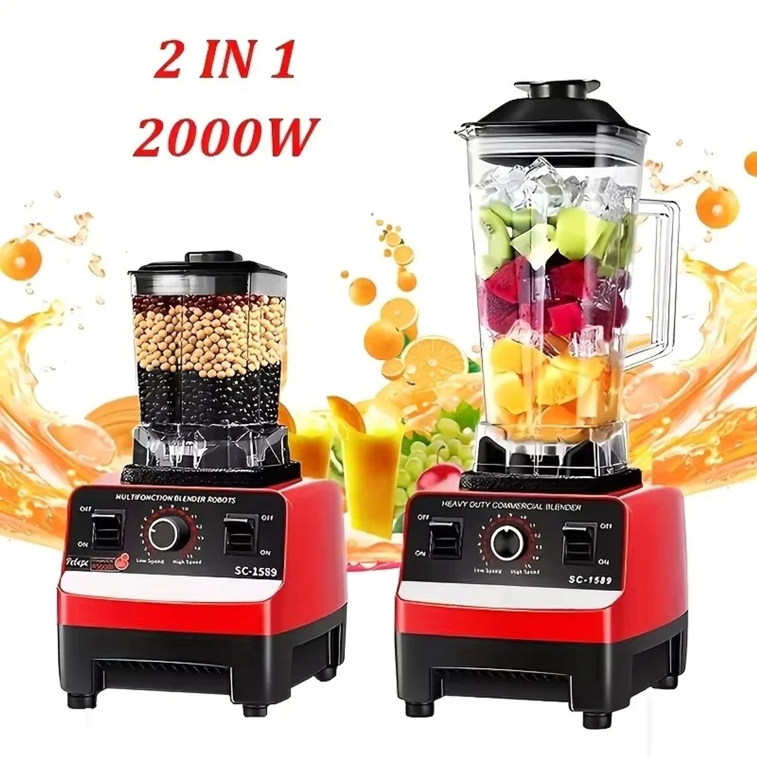 Lamor Blender - Mixer - Keukenblender - Blenders - Smoothie - 15 snelheden - Keukenapparaat - 2000 W - 220 V - 2 Liter - BPA vrij