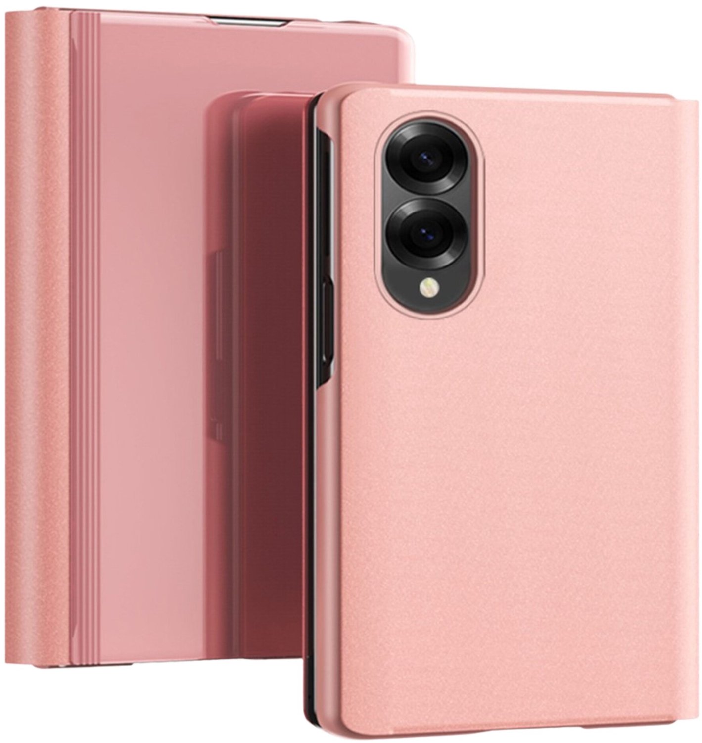 Casety Geschikt voor Samsung Galaxy Z Fold 8 - Window view cover hoes - Rose Goud
