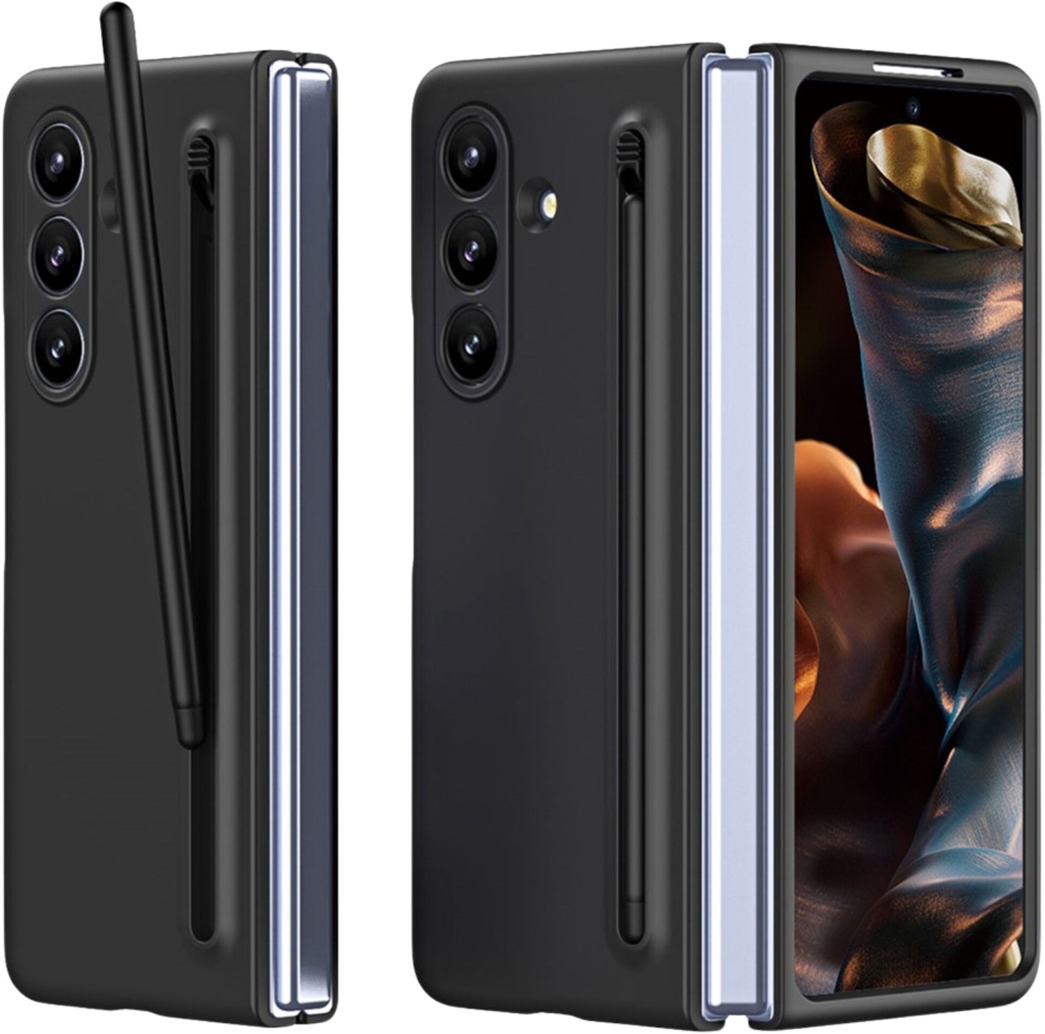 Casety Geschikt voor Samsung Galaxy Z Fold 8 Ultra backcover hoes met Stylus & screenprotector - Zwart