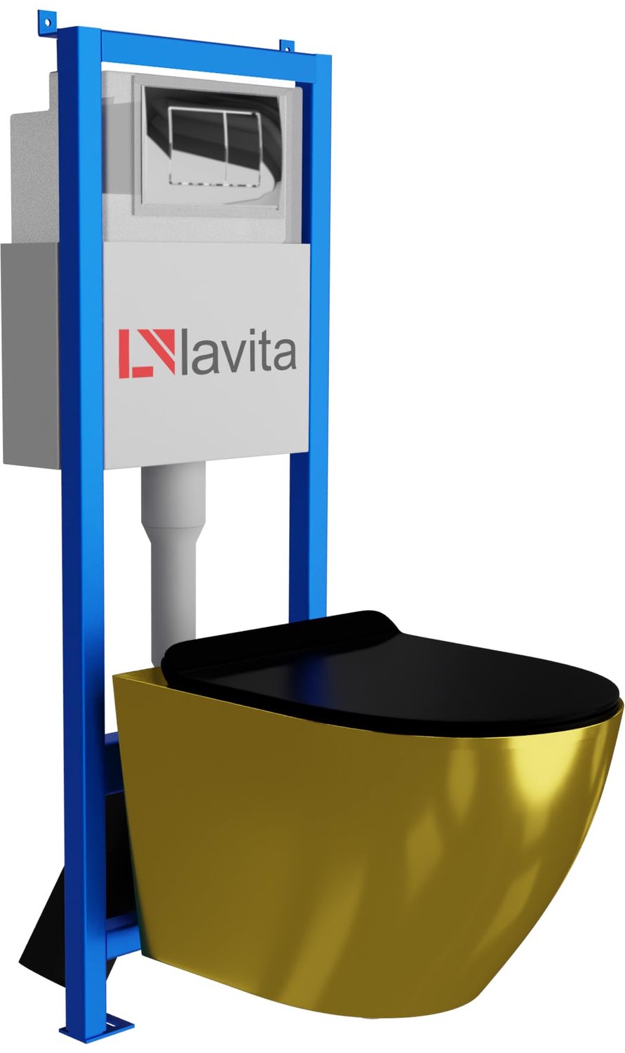 LAVITA complete toiletset SOFI SLIM goud/zwart LAV 101 LAV 200.1.2 randloos chroom