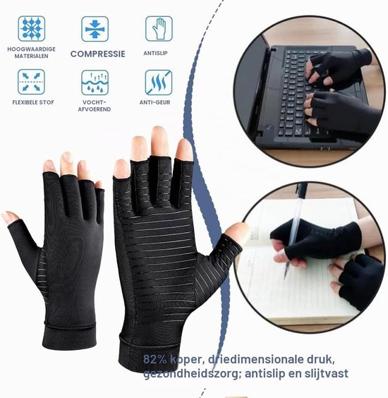 Compressiehandschoenen voor Artrose, Pijnverlichting en Dagelijkse Ondersteuning voor Mannen en Vrouwen, Maat M, Koper Geïnfuseerd, Gewrichtscomfort — afbeelding 4