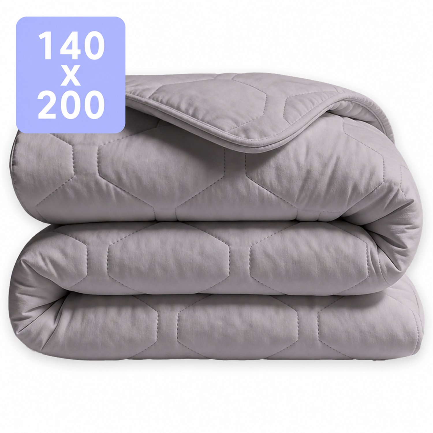 HappyBed Dekbed zonder overtrek 140x200 - Wasbaar Dekbed - Bedrukt dekbed zonder hoes - Hoesloos Dekbed - Eenpersoonsdekbed - Grey